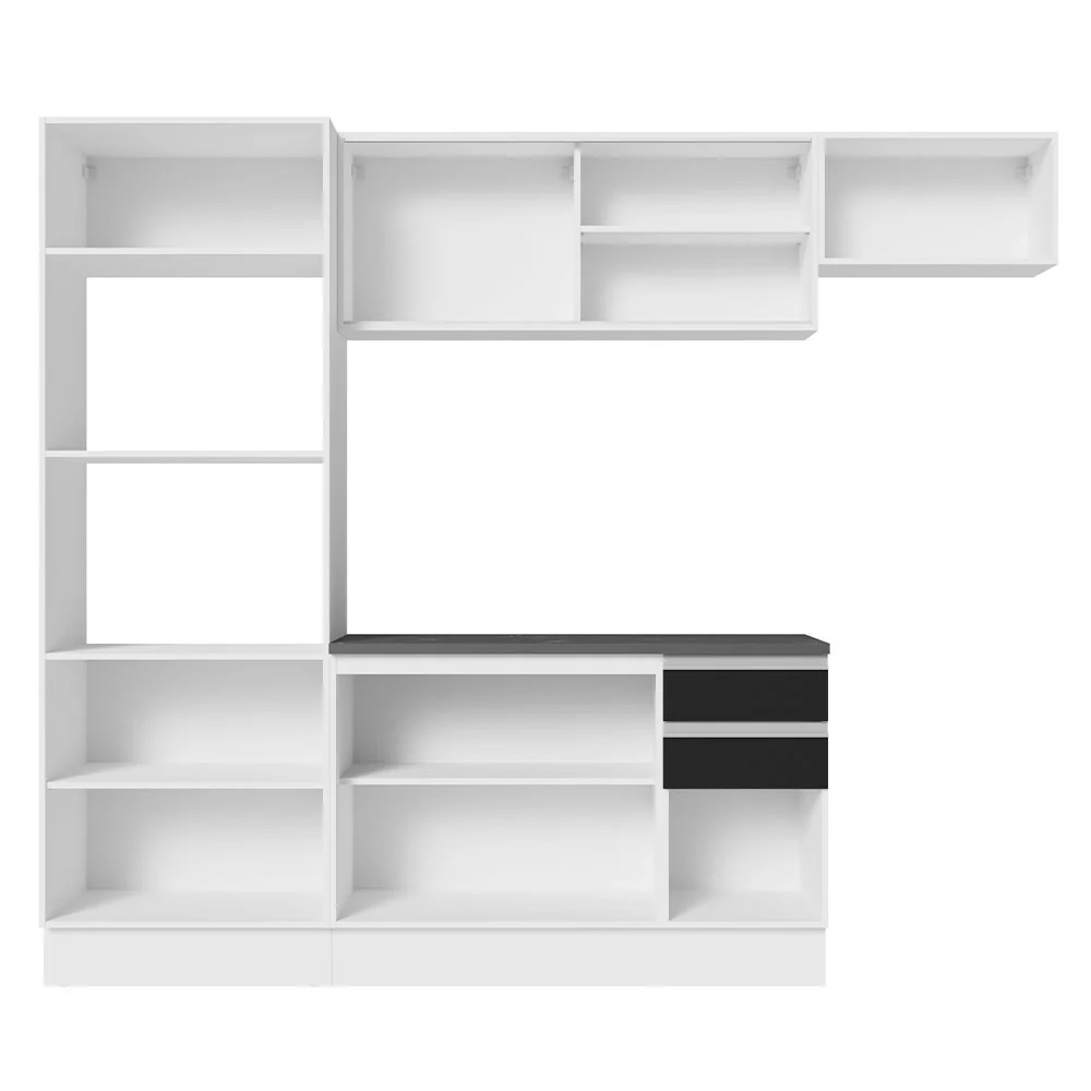 Armário de Cozinha Completa 100% MDF 250cm Branco/Preto Acordes Madesa 04 - Image 6