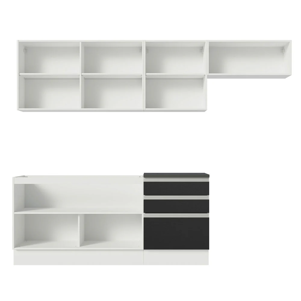 Armário de Cozinha Completa 100% MDF 260cm Branco/Preto Acordes Madesa 03 - Image 6