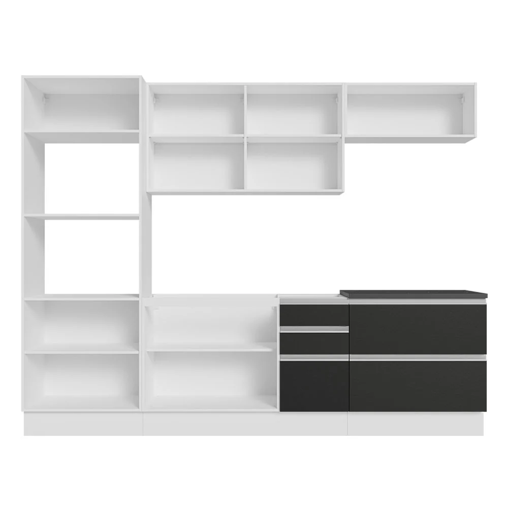 Armário de Cozinha Completa 100% MDF 270cm Branco/Preto Acordes Madesa 06 - Image 6