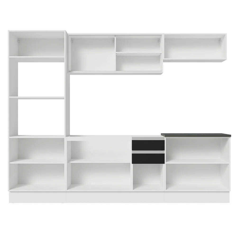 Armário de Cozinha Completa 100% MDF 270cm Branco/Preto Acordes Madesa 07 - Image 6
