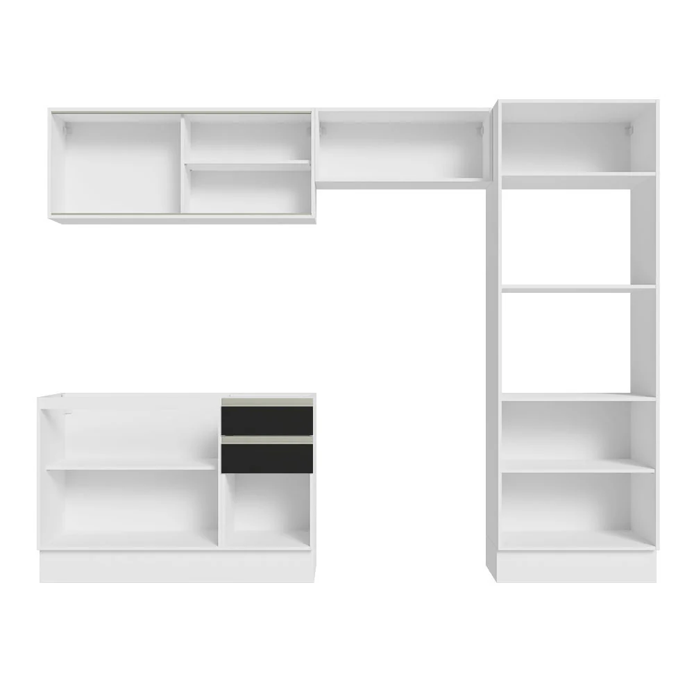 Armário de Cozinha Completa 100% MDF 270cm Branco/Preto Acordes Madesa 08 - Image 6