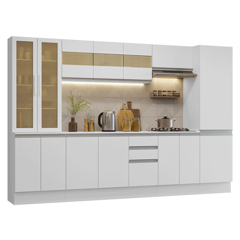Armário de Cozinha Completa 100% MDF 290 cm Branco Smart Madesa 01 - Image 2