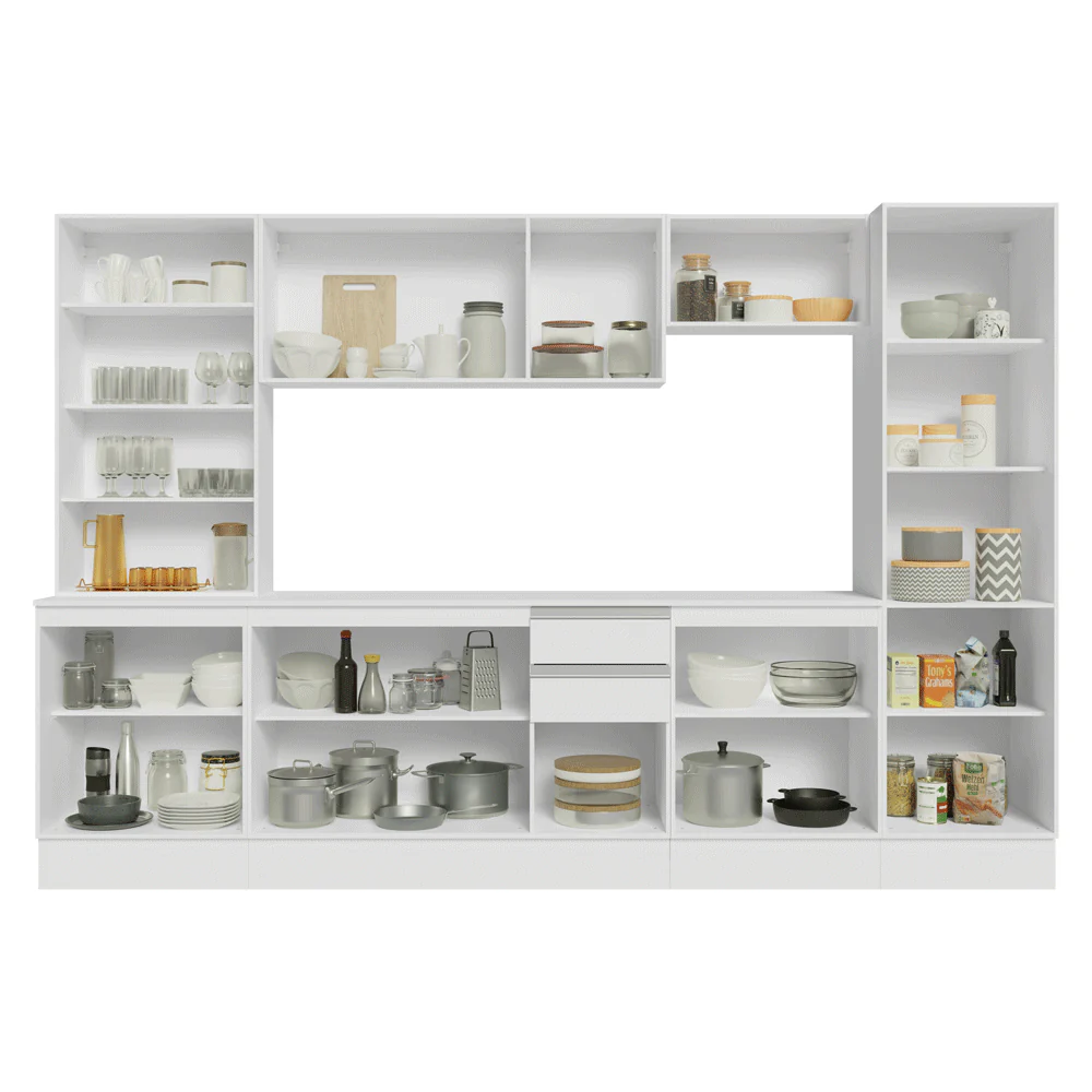 Armário de Cozinha Completa 100% MDF 290 cm Branco Smart Madesa 01 - Image 5