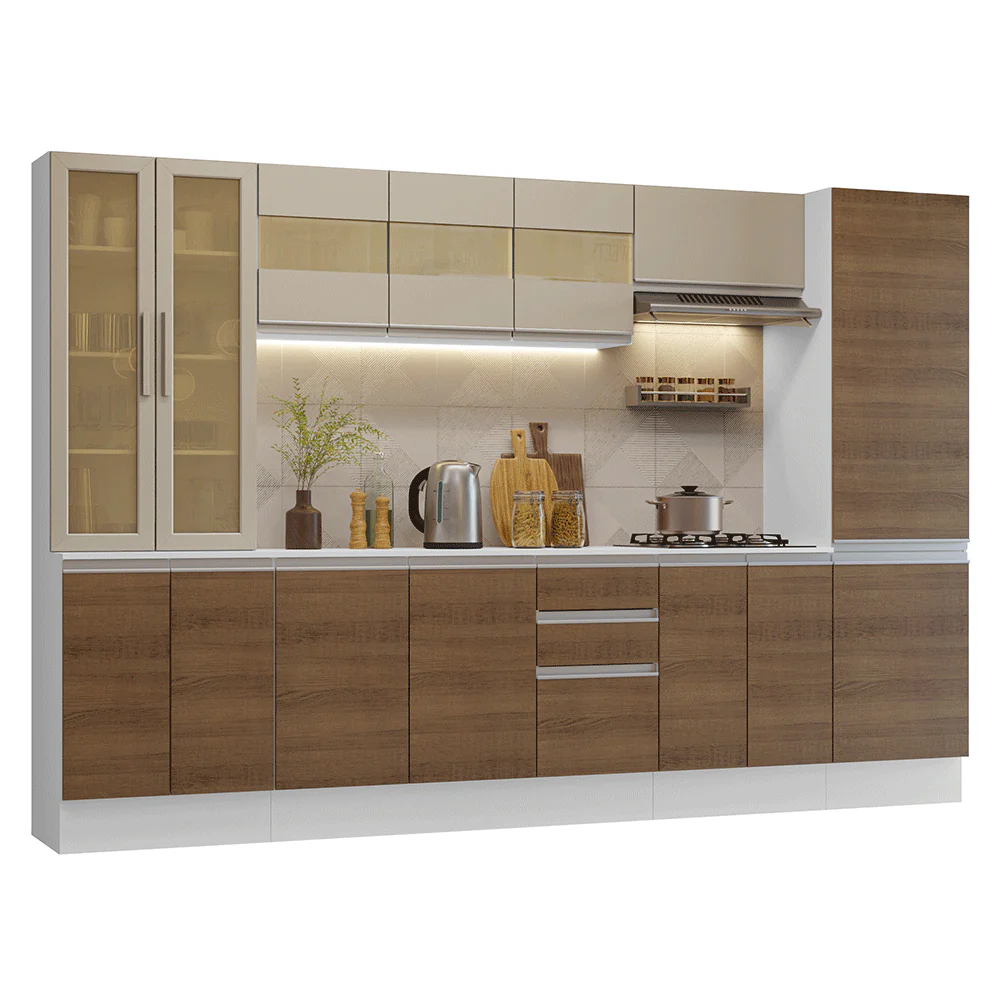Armário de Cozinha Completa 100% MDF 290 cm Branco/Rustic/Crema Smart Madesa 01 - Image 2