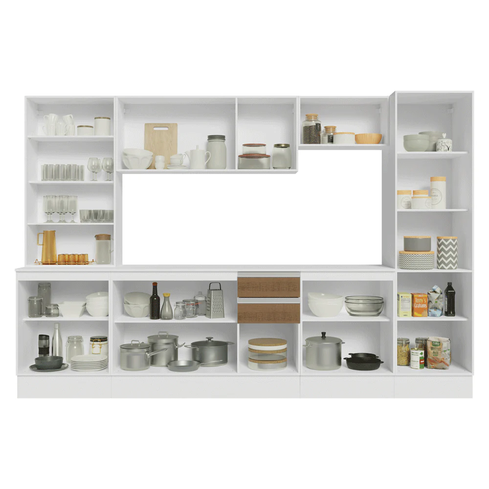 Armário de Cozinha Completa 100% MDF 290 cm Branco/Rustic/Crema Smart Madesa 01 - Image 5