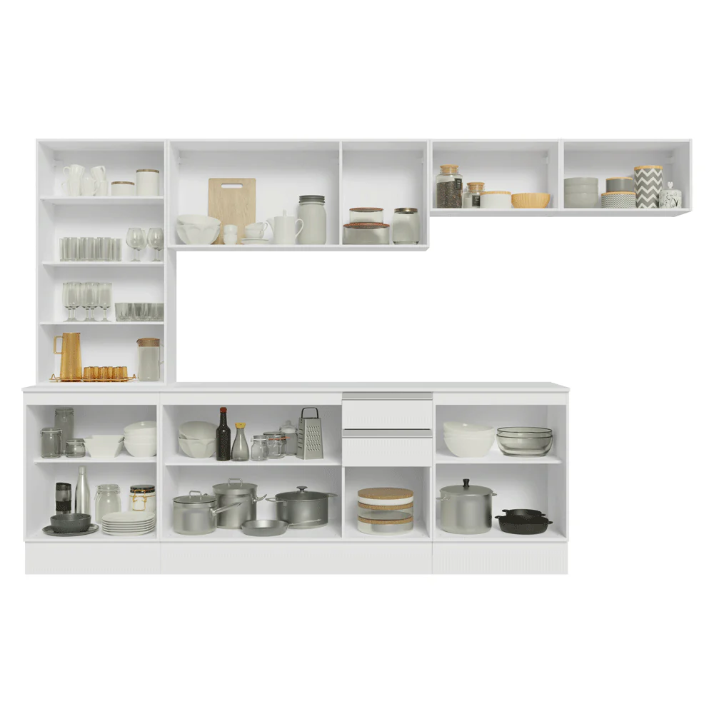 Armário de Cozinha Completa 100% MDF 300 cm Branco Smart Madesa 04 - Image 5