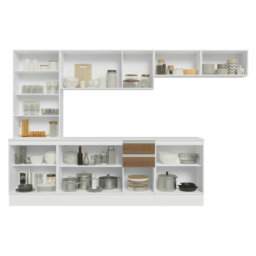 Armário de Cozinha Completa 100% MDF 300 cm Branco/Rustic/Crema Smart Madesa 04 - Image 5
