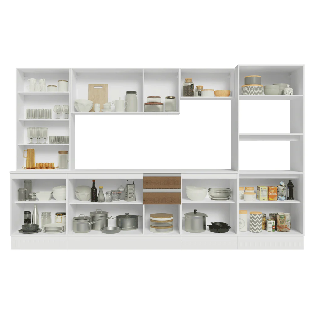 Armário de Cozinha Completa 100% MDF 310 cm Branco/Rustic/Crema Smart Madesa 03 - Image 5