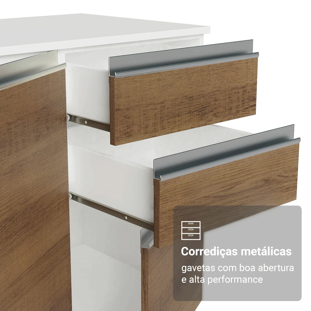 Armário de Cozinha Completa 100% MDF 310 cm Branco/Rustic/Crema Smart Madesa 03 - Image 8