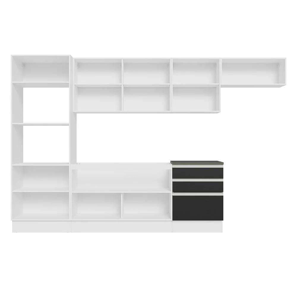 Armário de Cozinha Completa 100% MDF 330cm Branco/Preto Acordes Madesa 06 - Image 6