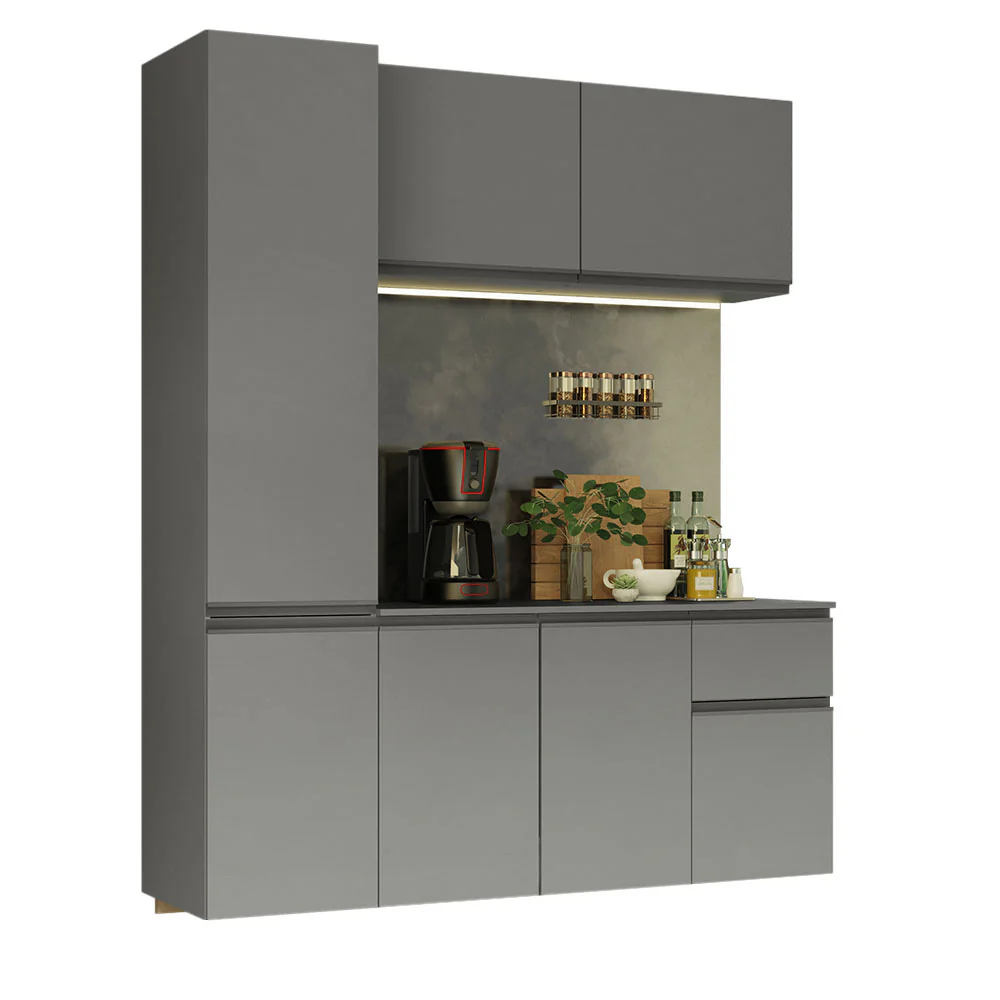 Armário de Cozinha Compacta Suspenso 160cm Cinza Nice Madesa 02 - Image 2