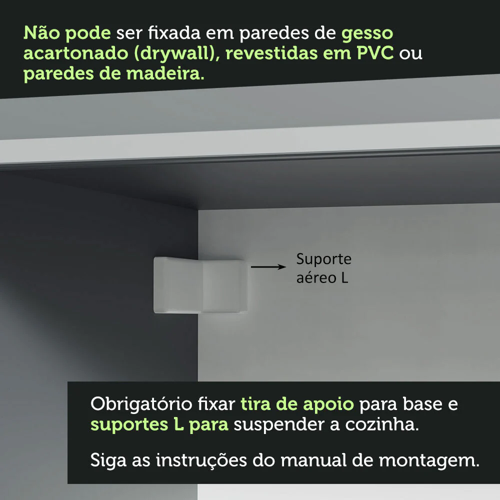 Armário de Cozinha Completa Suspenso 320cm Cinza Nice Madesa 04 - Image 9