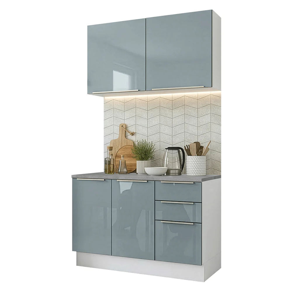 Armário de Cozinha Compacta 120 cm Branco/Cinza Lux Madesa 01 - Image 2