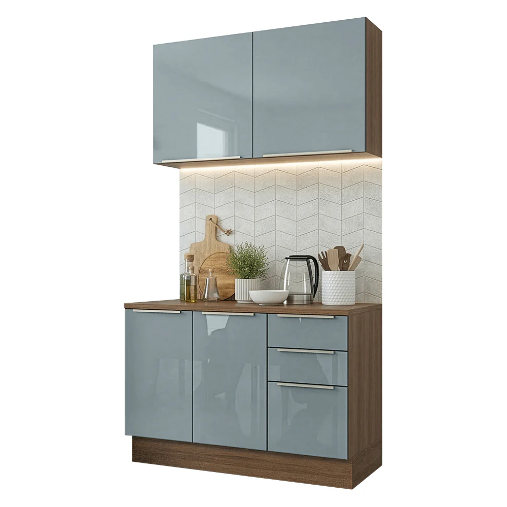 Armário de Cozinha Compacta 120 cm Rustic/Cinza Lux Madesa 01 - Image 2
