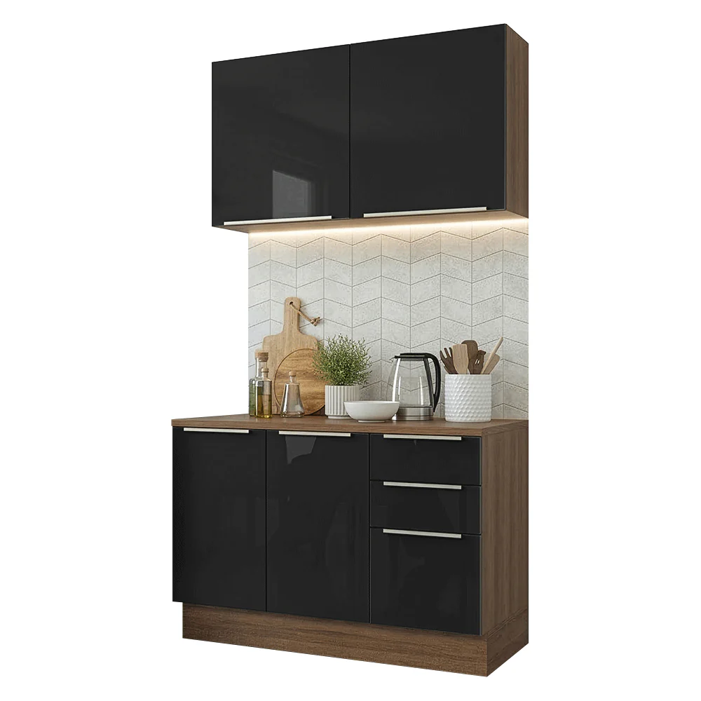 Armário de Cozinha Compacta 120 cm Rustic/Preto Lux Madesa 01 - Image 2