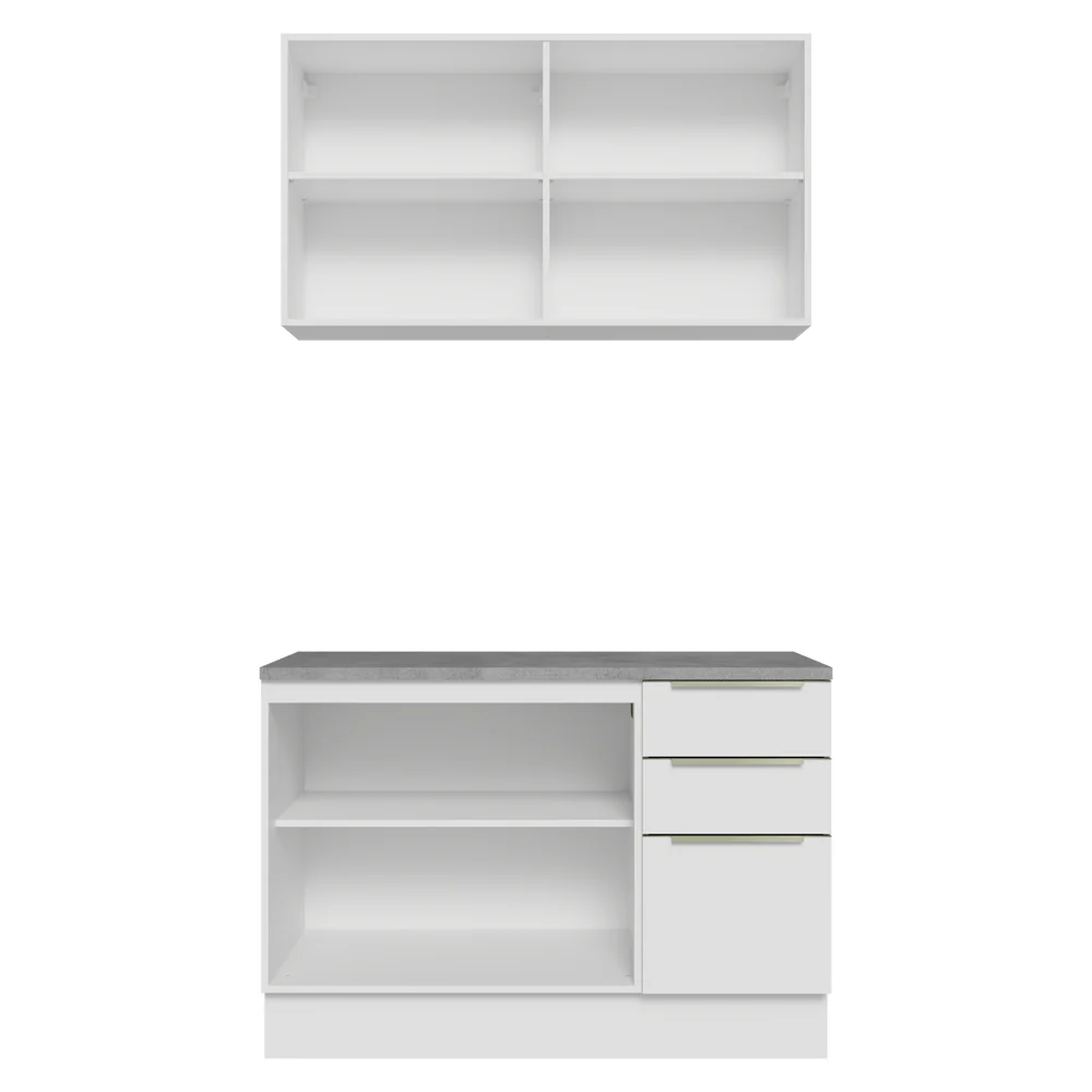 Armário de Cozinha Compacta 120 x 60 cm Branco/Branco Veludo Lux Madesa 02 - Image 11