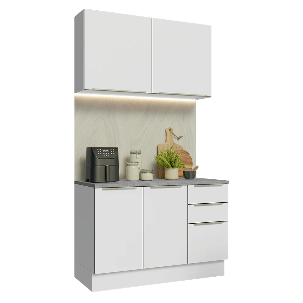 Armário de Cozinha Compacta 120 x 60 cm Branco/Branco Veludo Lux Madesa 02 - Image 2
