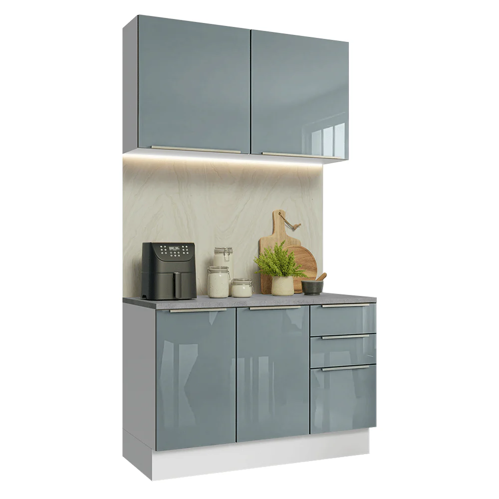 Armário de Cozinha Compacta 120 x 60 cm Branco/Cinza Lux Madesa 02 - Image 2