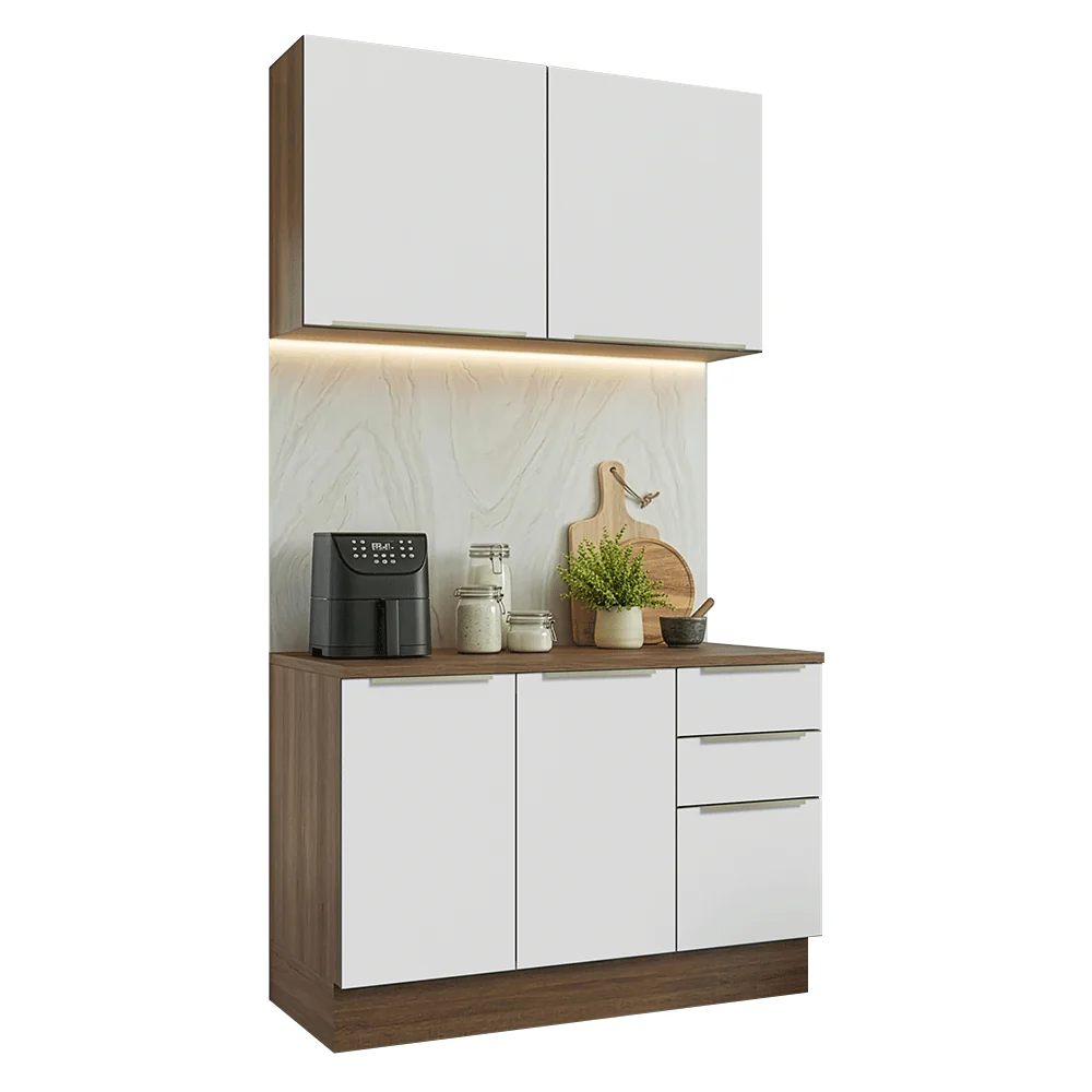 Armário de Cozinha Compacta 120 x 60 cm Rustic/Branco Veludo Lux Madesa 02 - Image 2