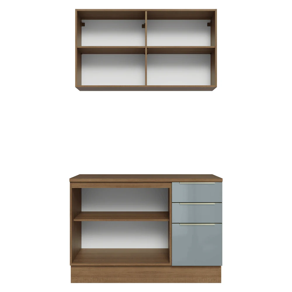 Armário de Cozinha Compacta 120 x 60 cm Rustic/Cinza Lux Madesa 02 - Image 11