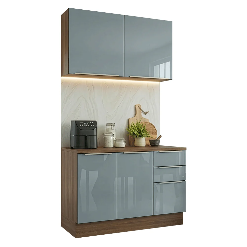 Armário de Cozinha Compacta 120 x 60 cm Rustic/Cinza Lux Madesa 02 - Image 2