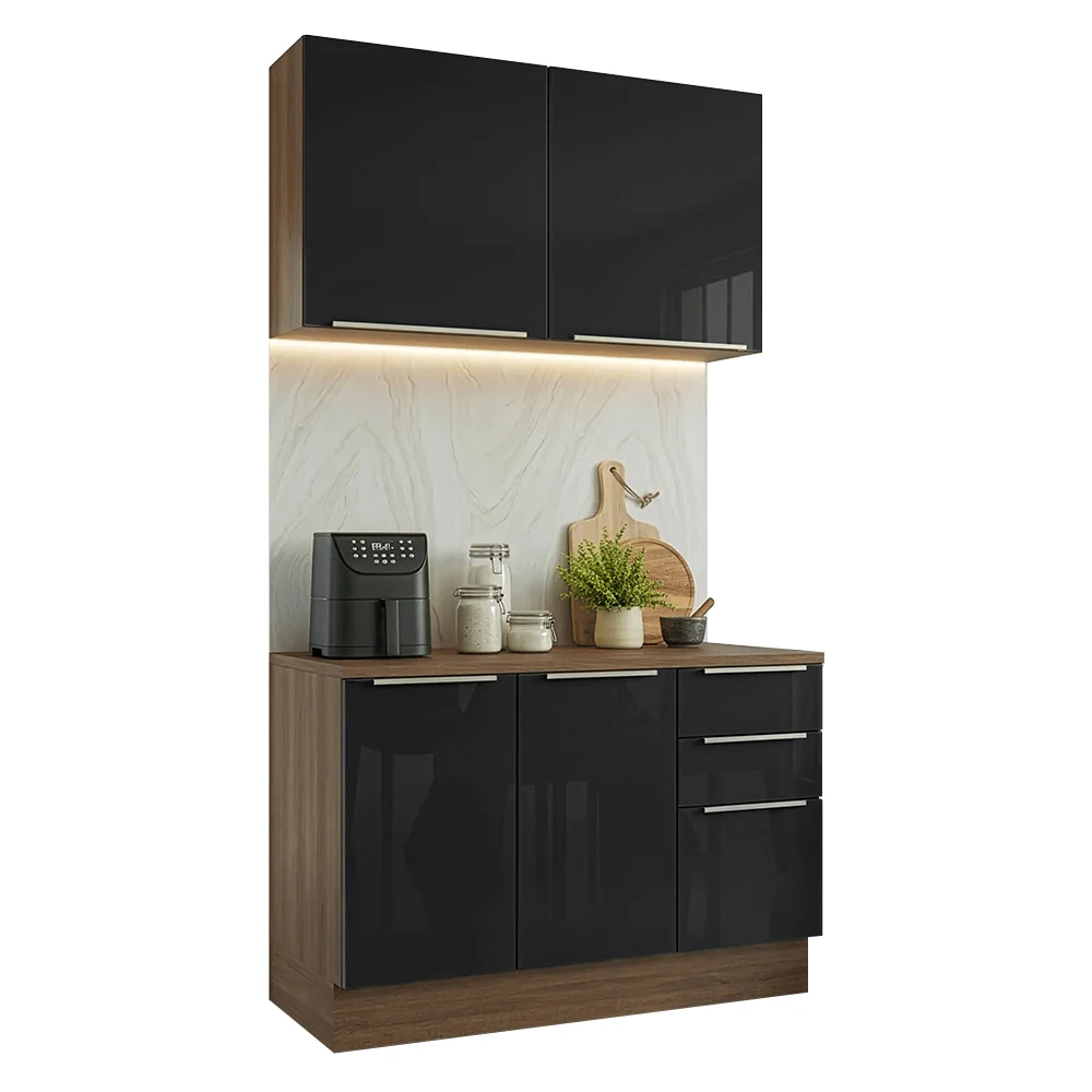 Armário de Cozinha Compacta 120 x 60 cm Rustic/Preto Lux Madesa 02 - Image 2