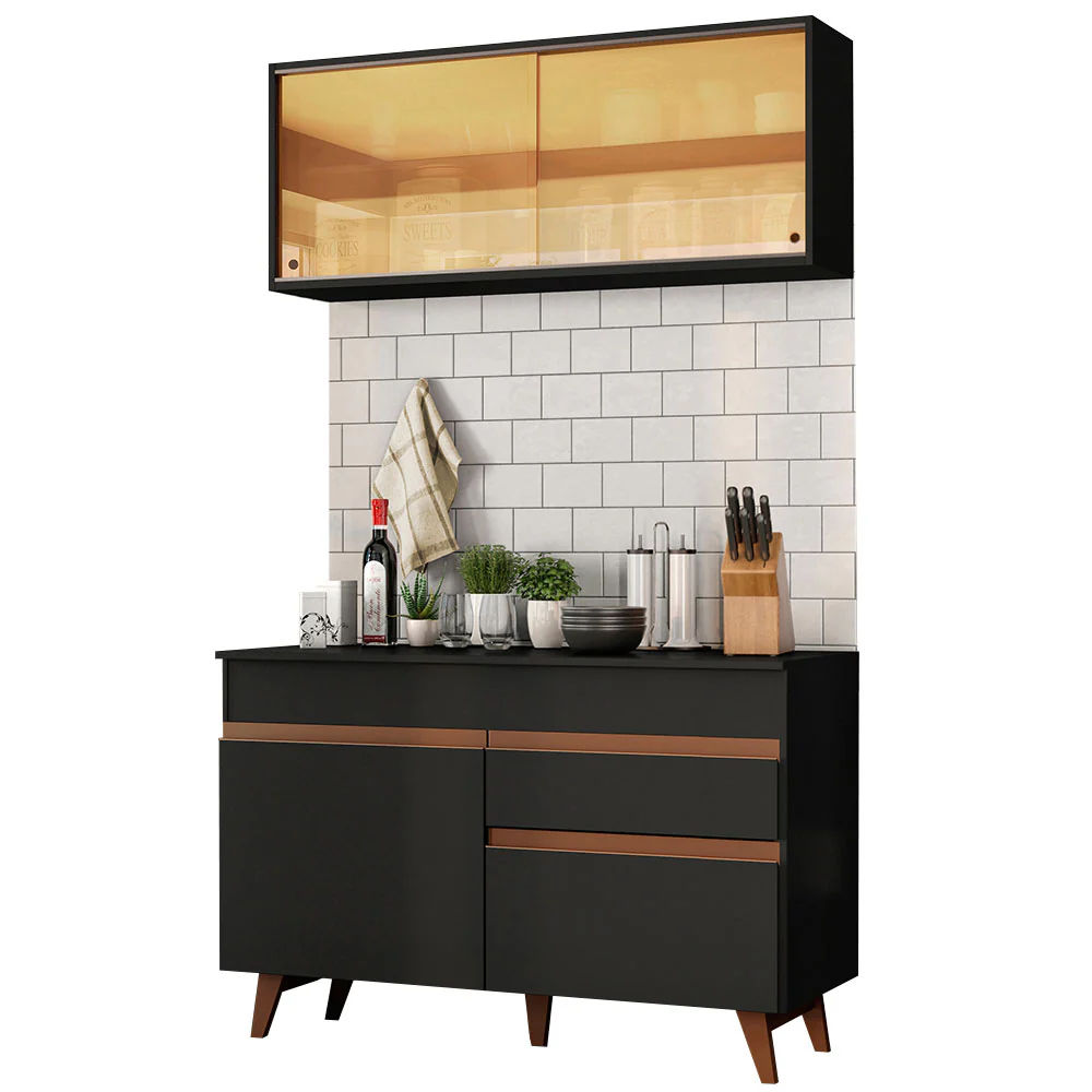 Armário de Cozinha Compacta 120cm Preto Reims Madesa 01 - Image 2