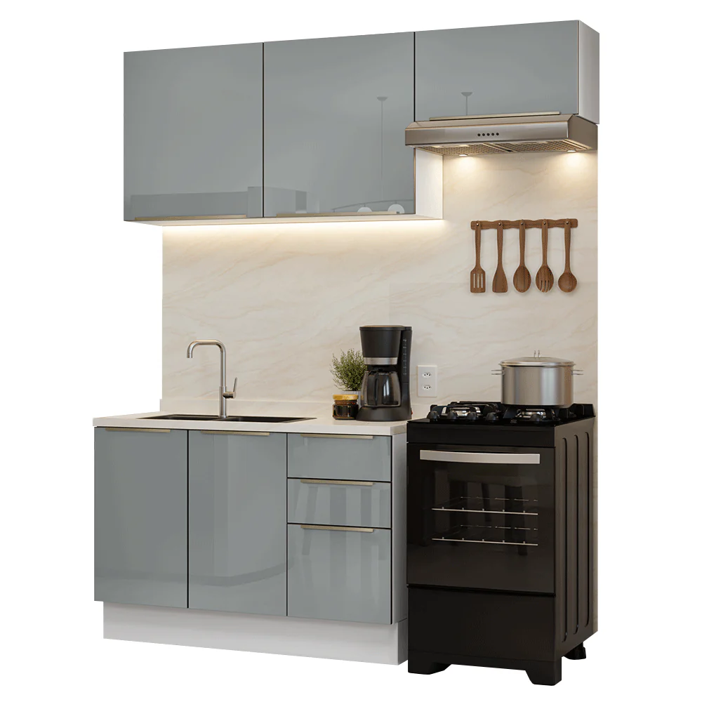 Armário de Cozinha Compacta 180 cm Branco/Cinza Lux Madesa 02 - Image 2