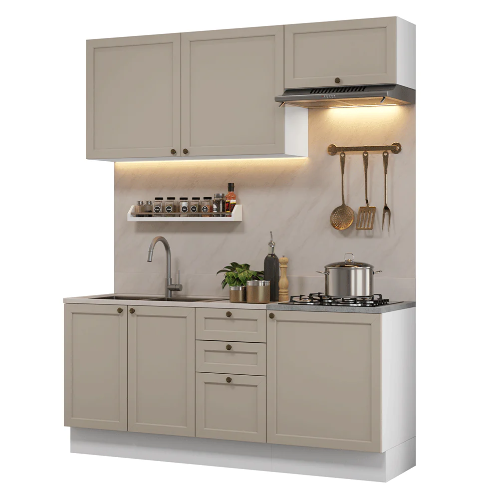 Armário de Cozinha Compacta 180 cm Branco/Crema Vik Madesa 01 - Image 2