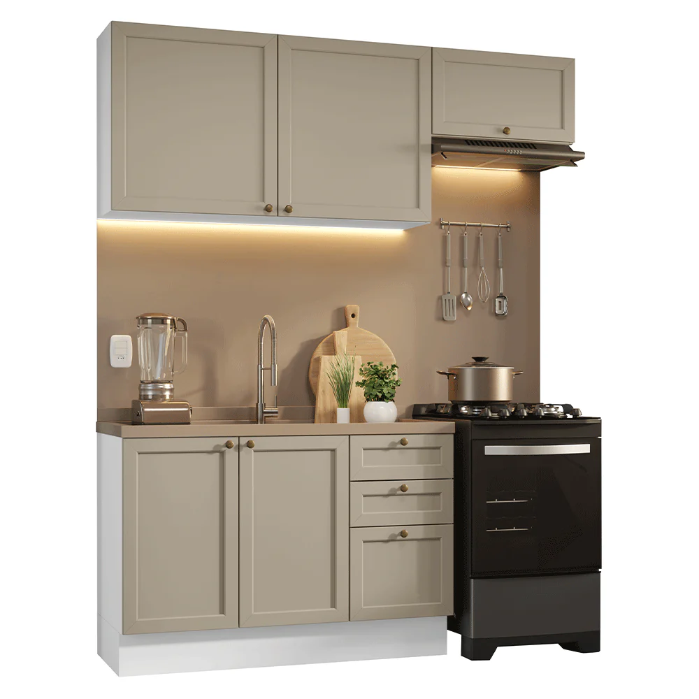 Armário de Cozinha Compacta 180 cm Branco/Crema Vik Madesa 02 - Image 2