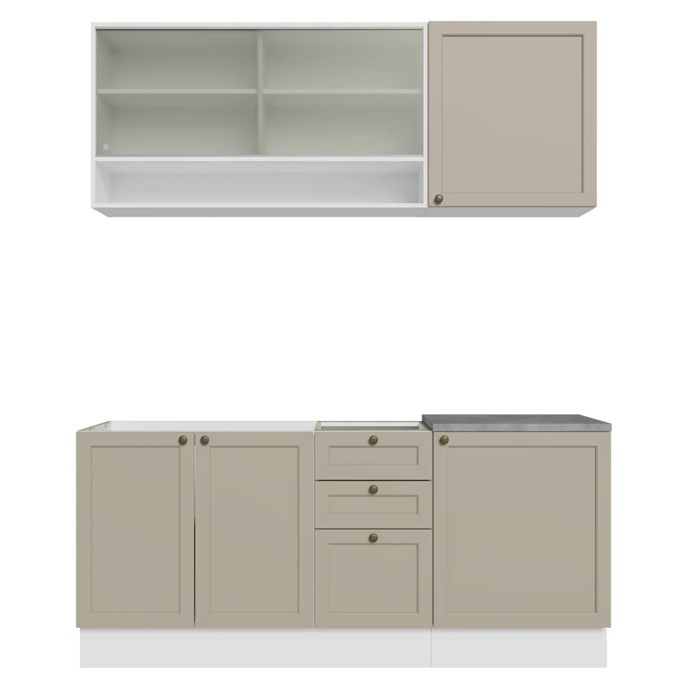 Armário de Cozinha Compacta 180 cm Branco/Crema Vik Madesa 03 - Image 12