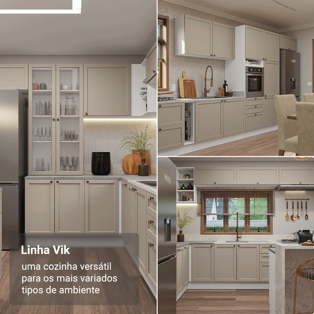 Armário de Cozinha Compacta 180 cm Branco/Crema Vik Madesa 03 - Image 5