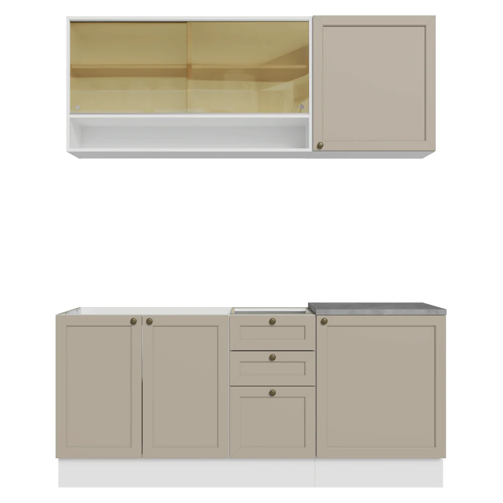 Armário de Cozinha Compacta 180 cm Branco/Crema Vik Madesa 04 - Image 12