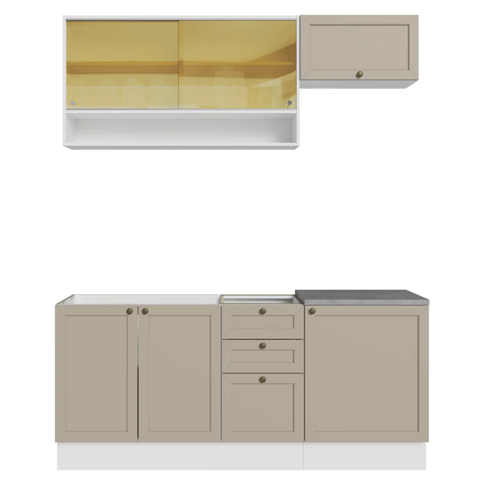 Armário de Cozinha Compacta 180 cm Branco/Crema Vik Madesa 05 - Image 12