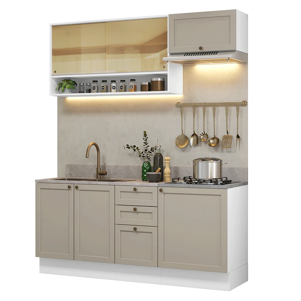 Armário de Cozinha Compacta 180 cm Branco/Crema Vik Madesa 05 - Image 2
