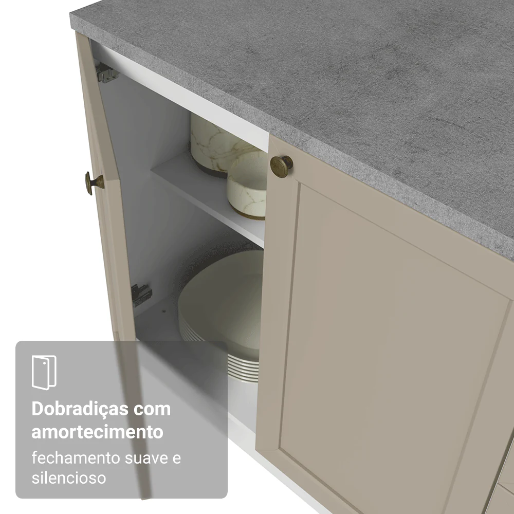 Armário de Cozinha Compacta 180 cm Branco/Crema Vik Madesa 05 - Image 8