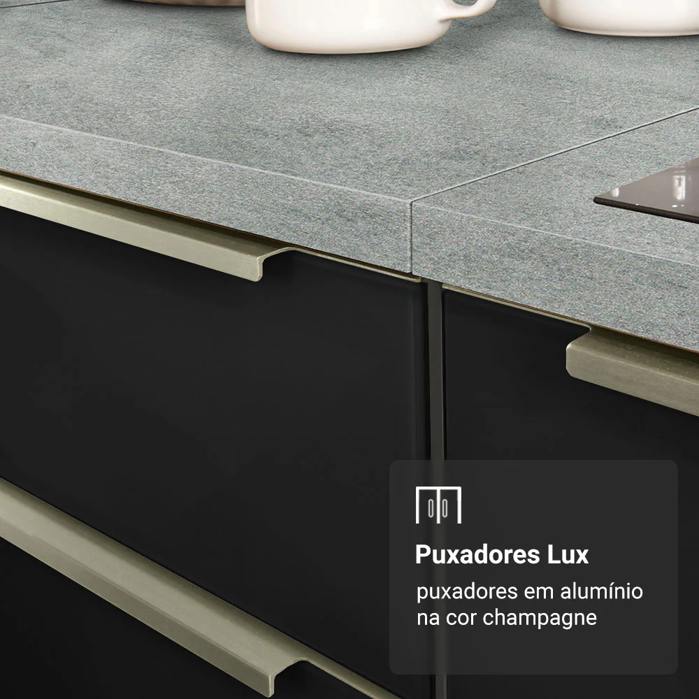 Armário de Cozinha Compacta 180 x 60 cm Branco/Preto Lux Madesa 03 - Image 7