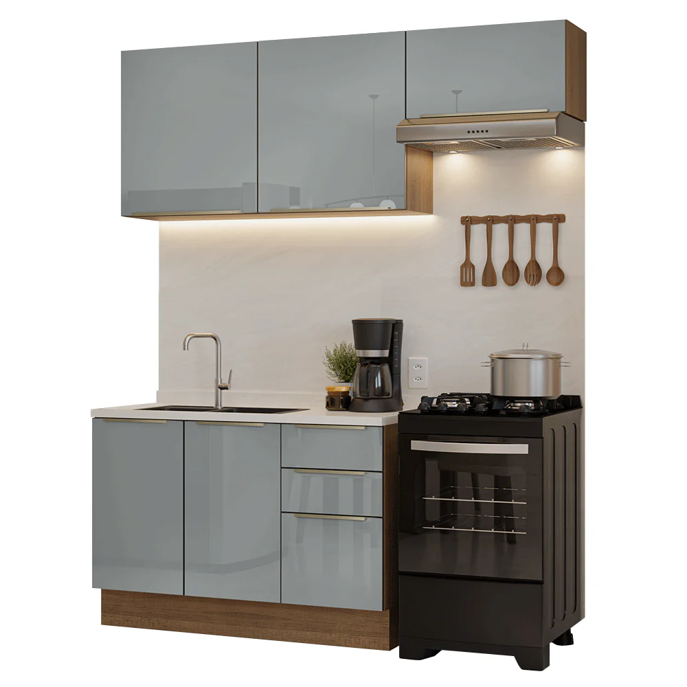 Armário de Cozinha Compacta 180 cm Rustic/Cinza Lux Madesa 02 - Image 2