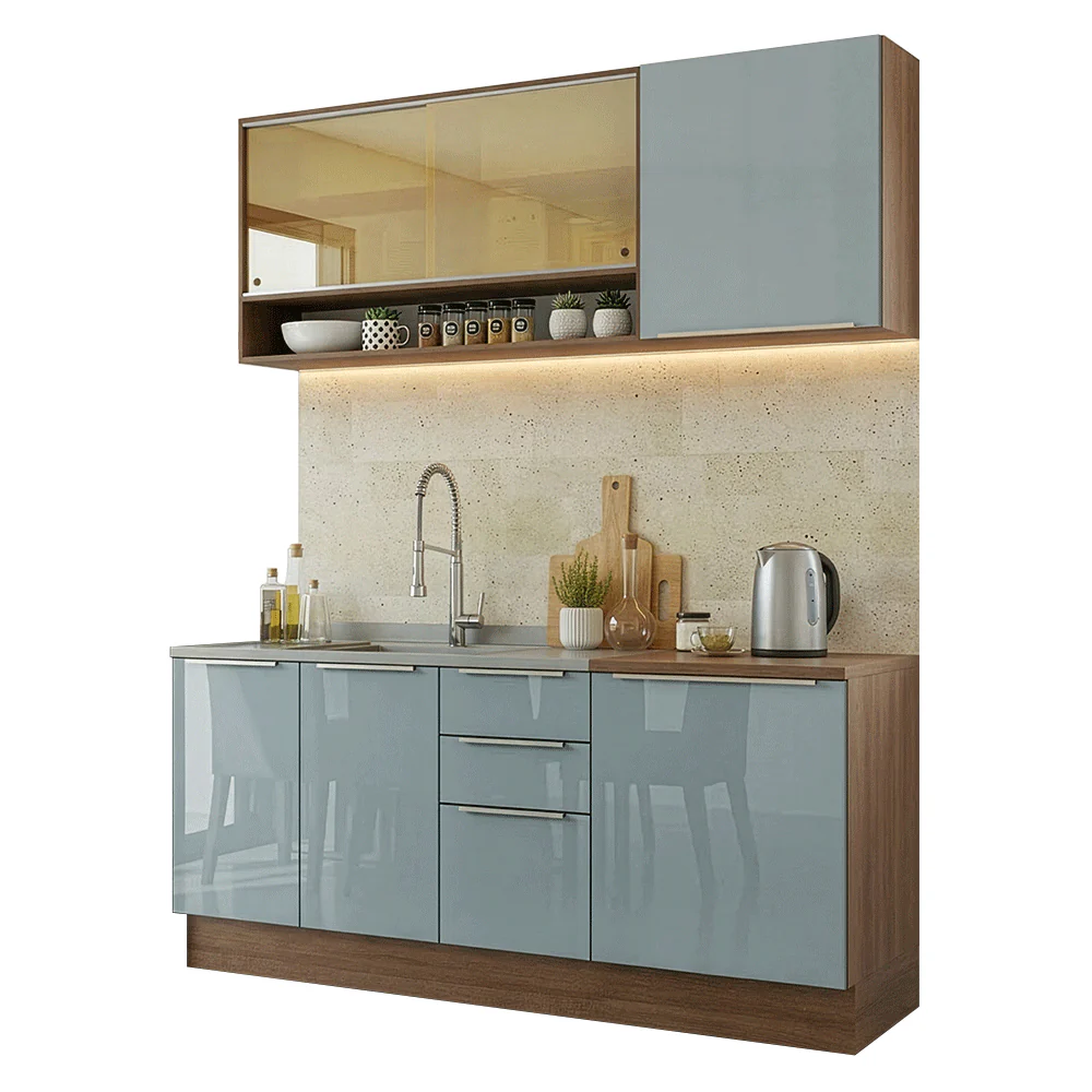 Armário de Cozinha Compacta 180 cm Rustic/Cinza Lux Madesa 04 - Image 2