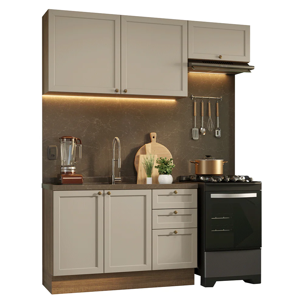 Armário de Cozinha Compacta 180 cm Rustic/Crema Vik Madesa 02 - Image 2