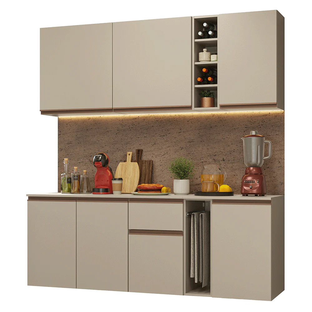 Armário de Cozinha Compacta 180 cm Suspenso Crema Nice Madesa 04 - Image 2
