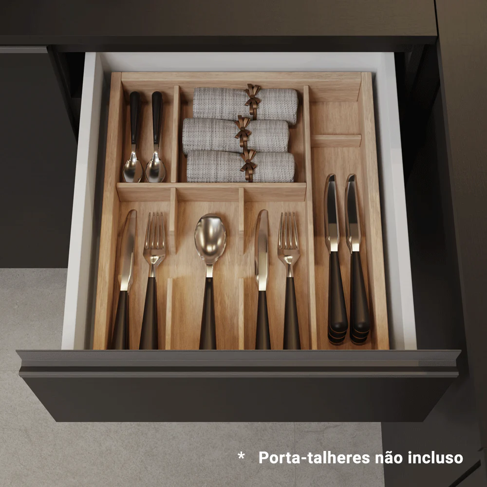 Armário de Cozinha Compacta 180 cm Suspenso Preto Nice Madesa 04 - Image 9