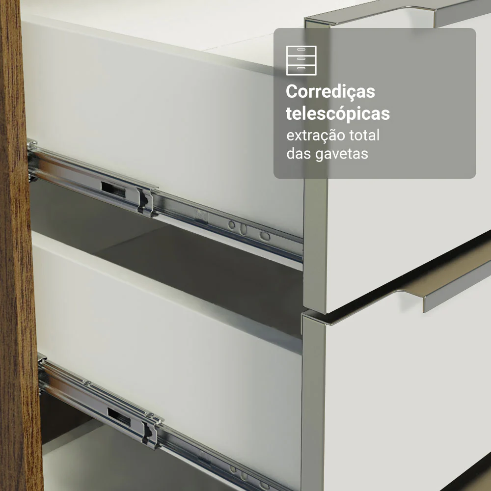 Armário de Cozinha Compacta 180 x 60 cm Rustic/Branco Veludo Lux Madesa 05 - Image 6