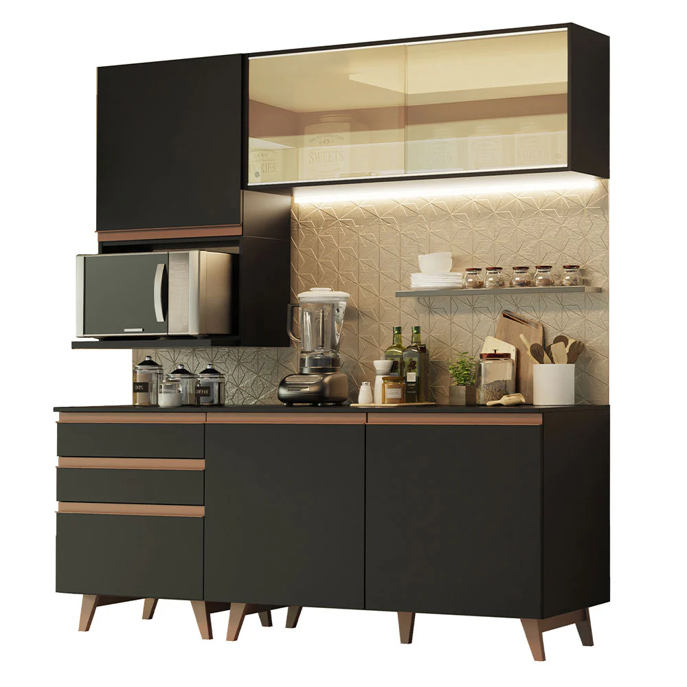 Armário de Cozinha Compacta 180cm Preto Reims Madesa 01 - Image 2