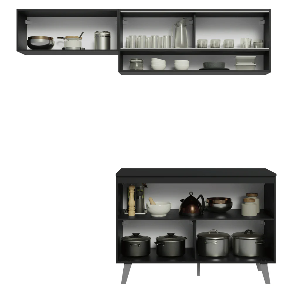 Armário de Cozinha Compacta 200 cm Preto Nice Madesa 09 - Image 12