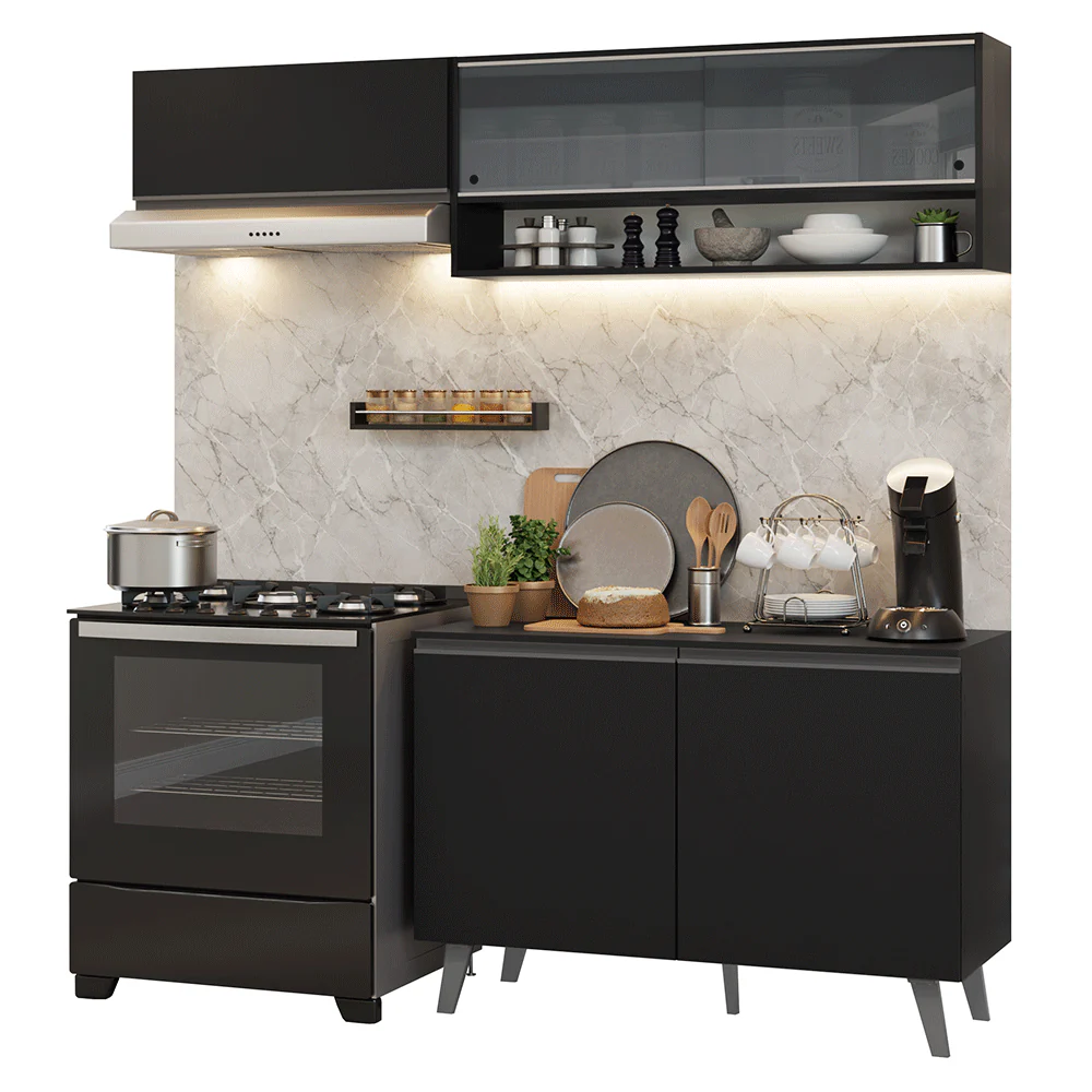 Armário de Cozinha Compacta 200 cm Preto Nice Madesa 10 - Image 2