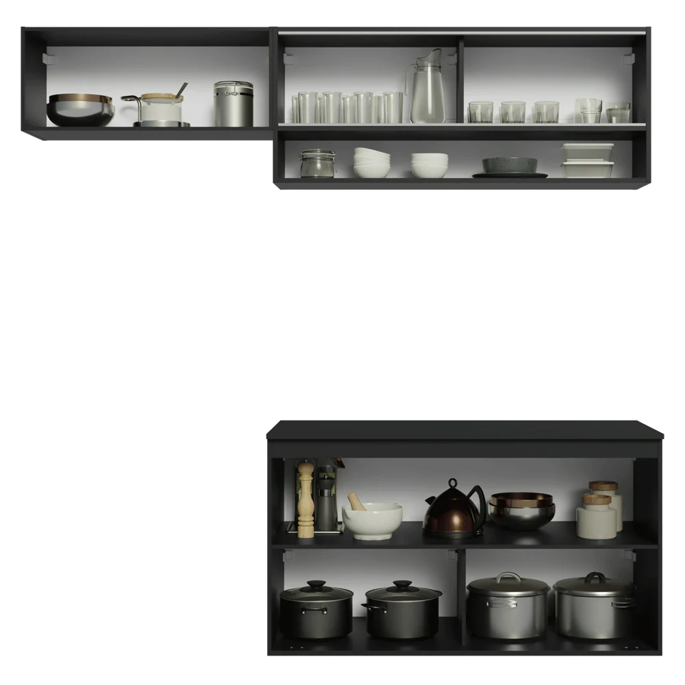 Armário de Cozinha Compacta 200 cm Suspenso Preto Nice Madesa 08 - Image 12