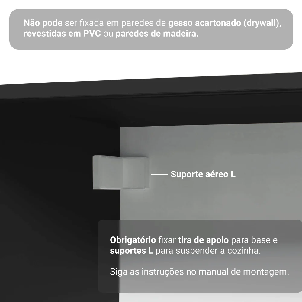 Armário de Cozinha Compacta 200 cm Suspenso Preto Nice Madesa 08 - Image 9