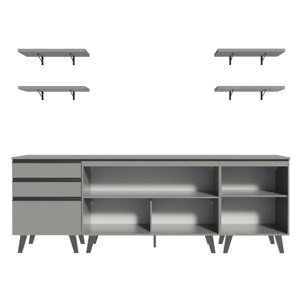 Armário de Cozinha Compacta 240cm Cinza Nice Madesa 01 - Image 12