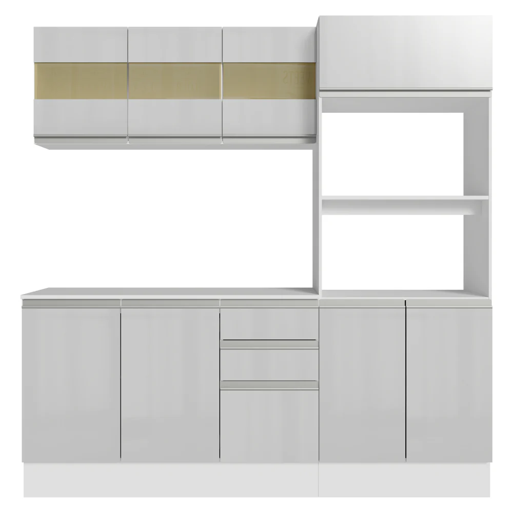 Armário de Cozinha Completa 100% MDF 190cm Smart Branco Brilhante Madesa 01 - Image 10